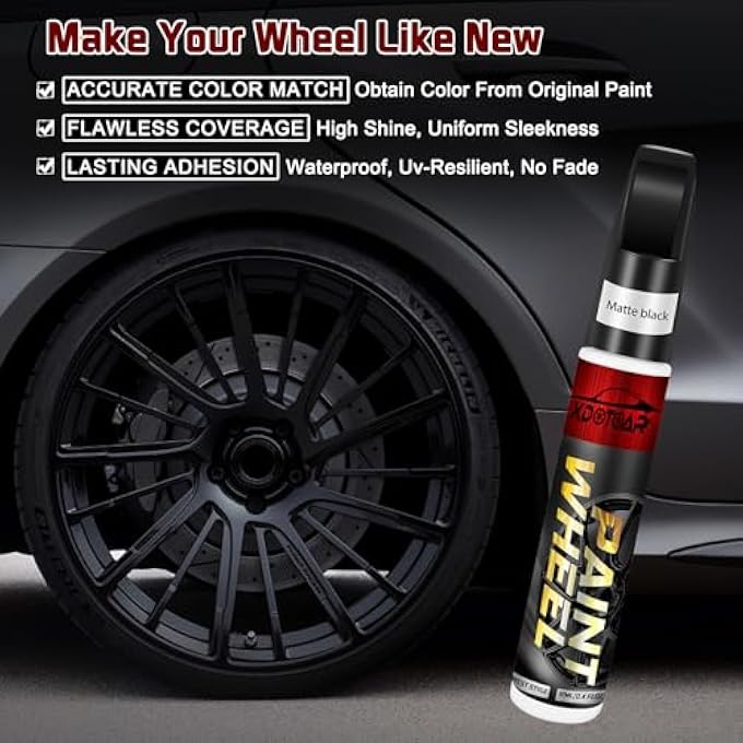 xdotoar MATTE BLACK RIM TOUCH UP PAINT, EFFICIENT WHEEL PAINT PEN FOR METAL, ALSO MATCH FLAT BLACK, SEAMLESS REPAIR CAR, FAUCET AND MORE, COLOR ACCURATE, LONG LASTING ADHENSION, QUICK DRYING, EASY TO USE - Image 3